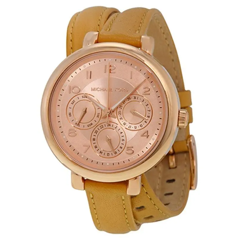 MK2406 Women’s Double Wrap Leather Watch Pink Dial Gold Tone w/ Box by Michael Kors