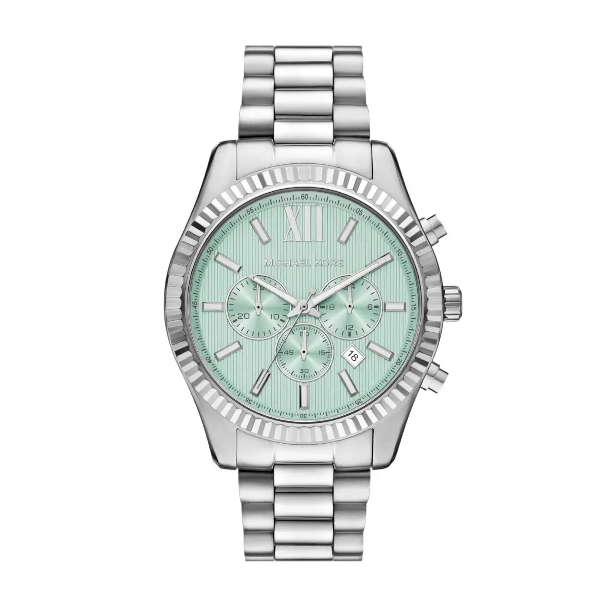 Men`s Lexington Chronograph Stainless 45MM Silver/pistachio by Michael Kors