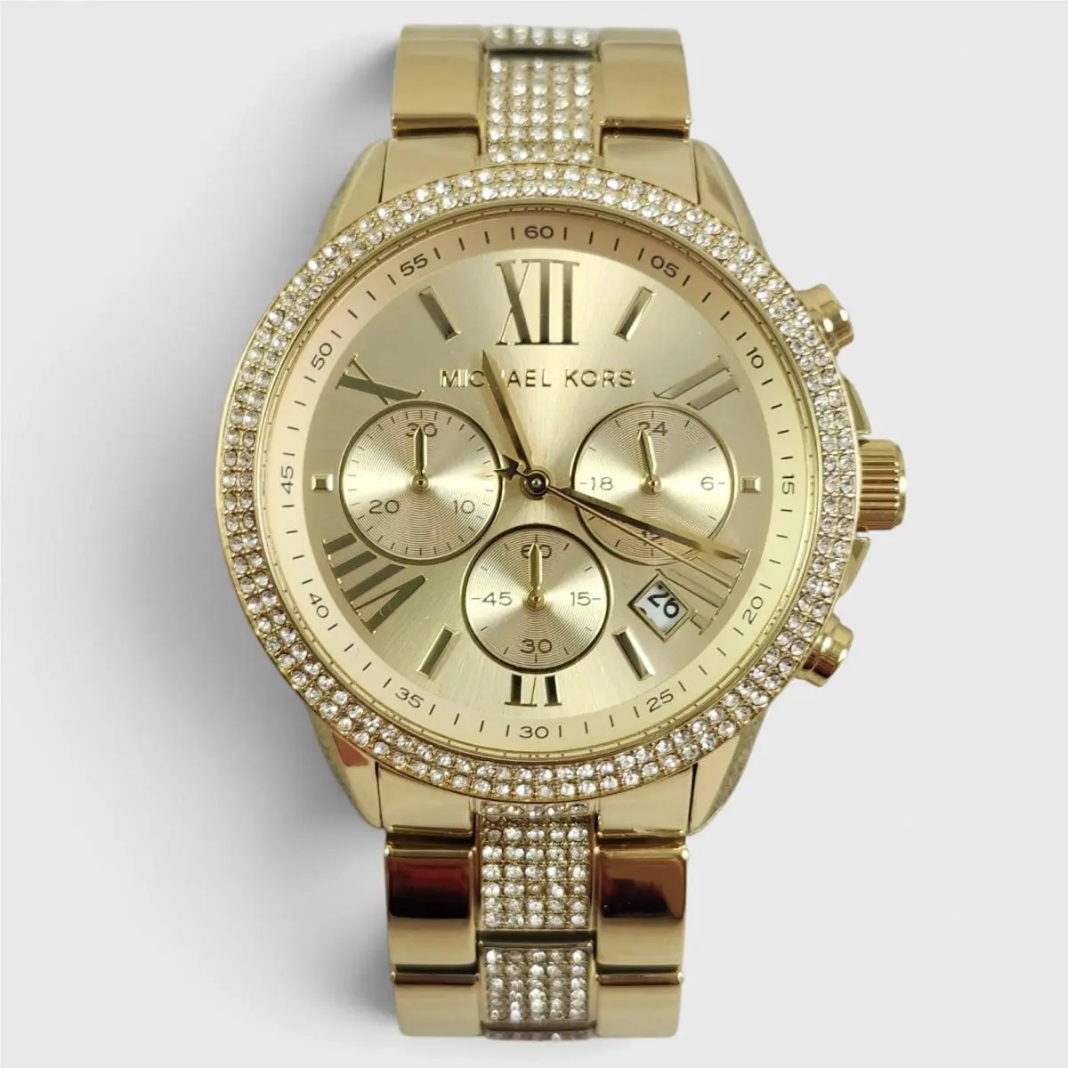 Oversized Brynn Pave Gold Tone Chronograph Watch MK7504 by Michael Kors