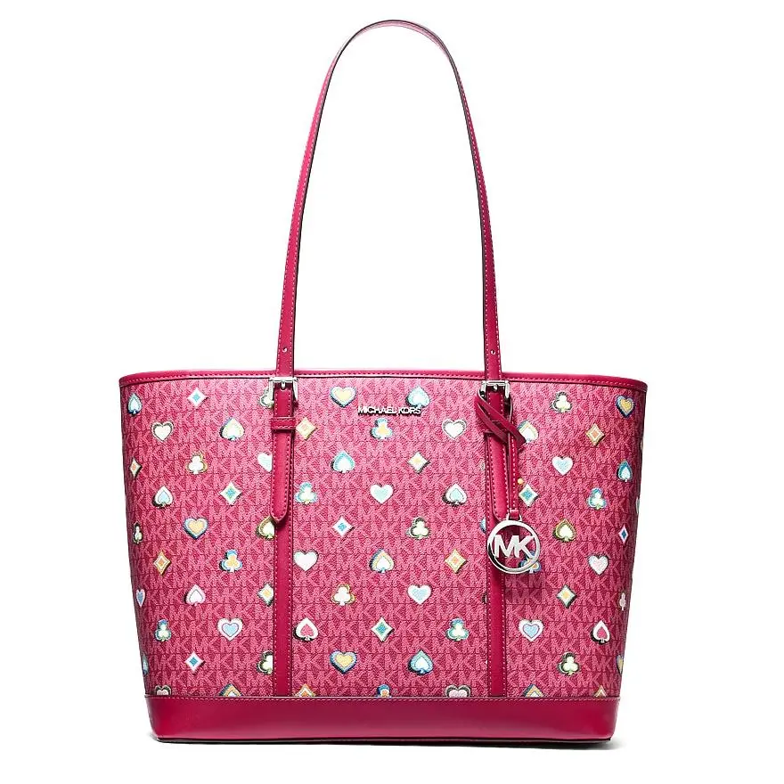 Jet Set Travel Large Signature Logo Tote Bag Dark Raspberry by Michael Kors