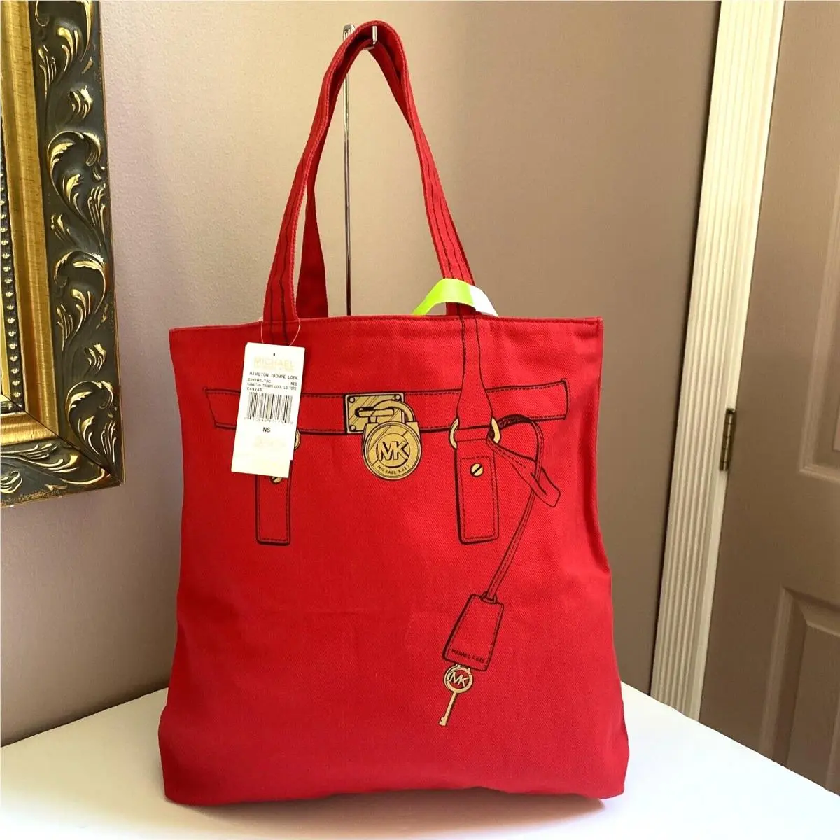 Hamilton Tote Trompe Loeil Red Canvas Large B2E by Michael Kors