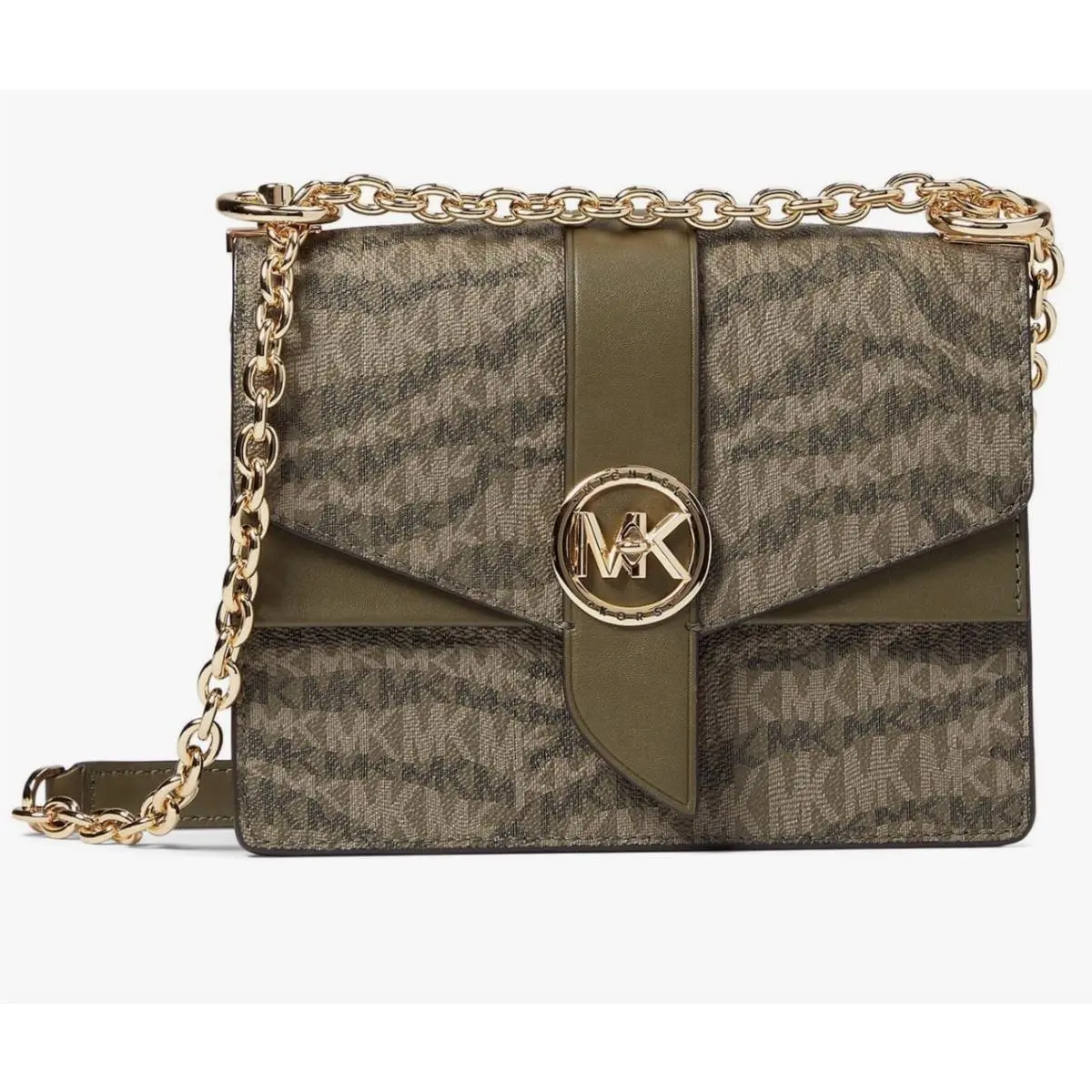 Signature Greenwich Leather Crossbody Bag Olive Green Bag by Michael Kors