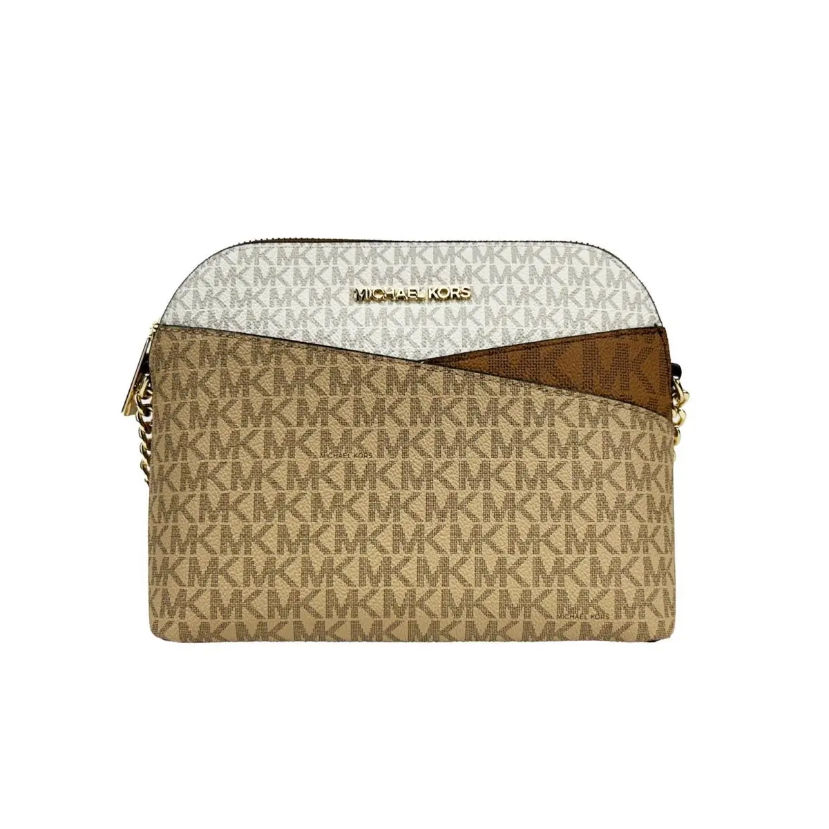 Michael Kors Jet Set Medium X Dome Pvc Crossbody Bag - Handle/Strap: Brown, Hardware: Gold, Exterior: Camel