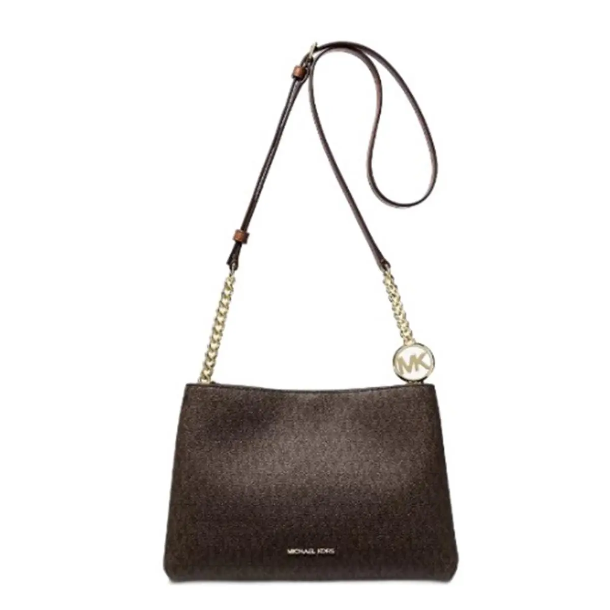 Michael Kors Outlet Christina Small Signature Logo Crossbody Bag 35T6G8WC0B-847 - Exterior: Brown, Hardware: Gold
