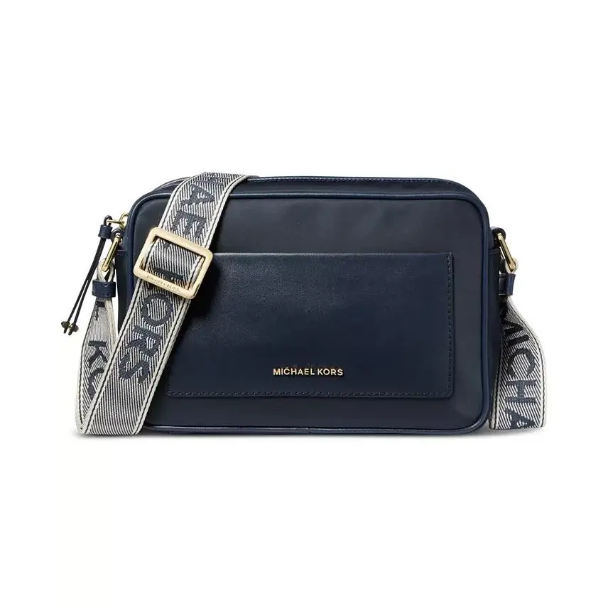 Logo Large Nylon Crossbody with Webbing Strap Navy by Michael Kors