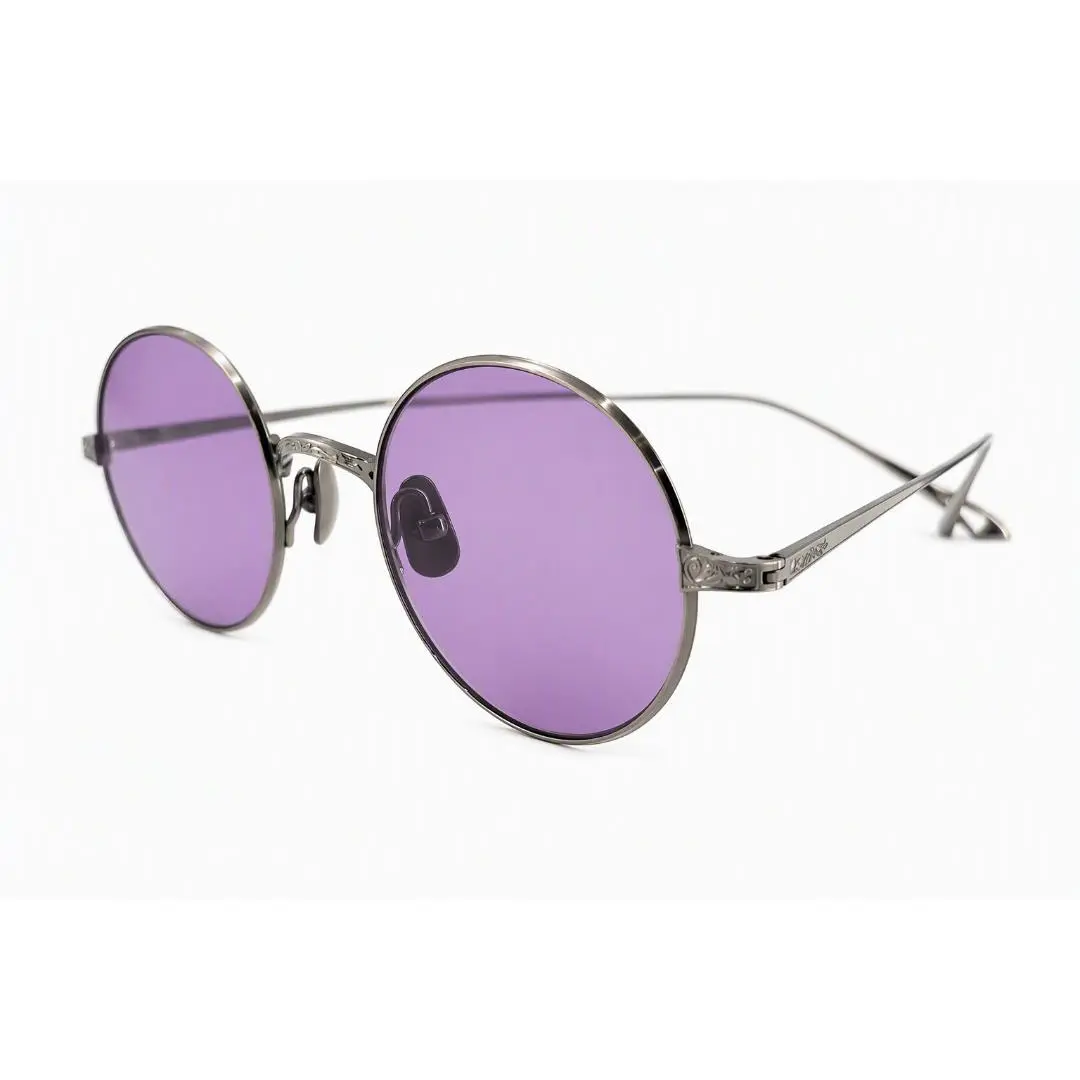 Garrett Leight Ozzy Sunglasses Pewter / Semi Flat Grape Lenses 46