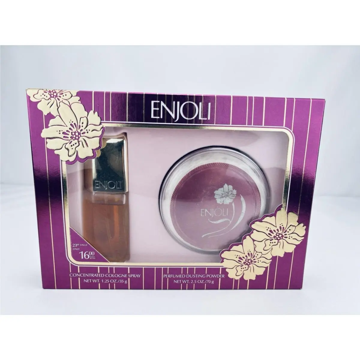 Enjoli Vintage  Perfume Set Spray Cologne 1.25 oz Dusting Powder 2.5 oz by Revlon
