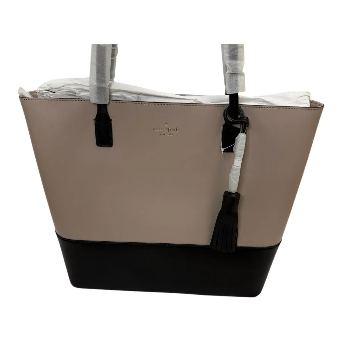 Karla Wright Place Tote Bag Almondine Black Leather WKRU4708 New by Kate Spade