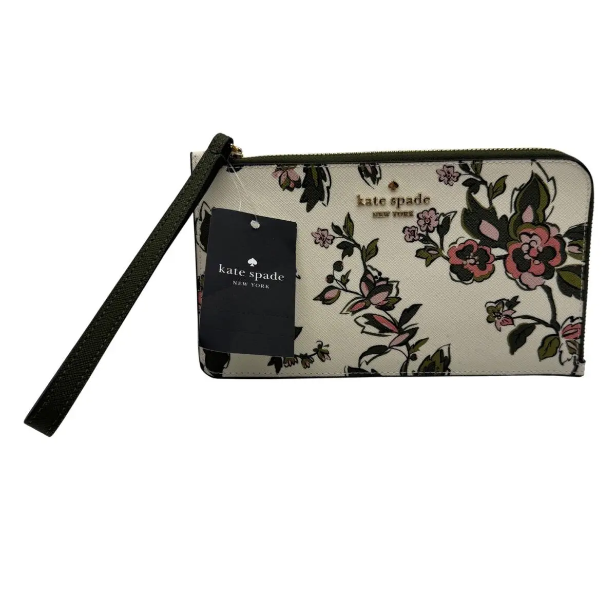 Forest Blooms Lucy Medium L-zip Wristlet Wallet KL855 Meringue Multi by Kate Spade