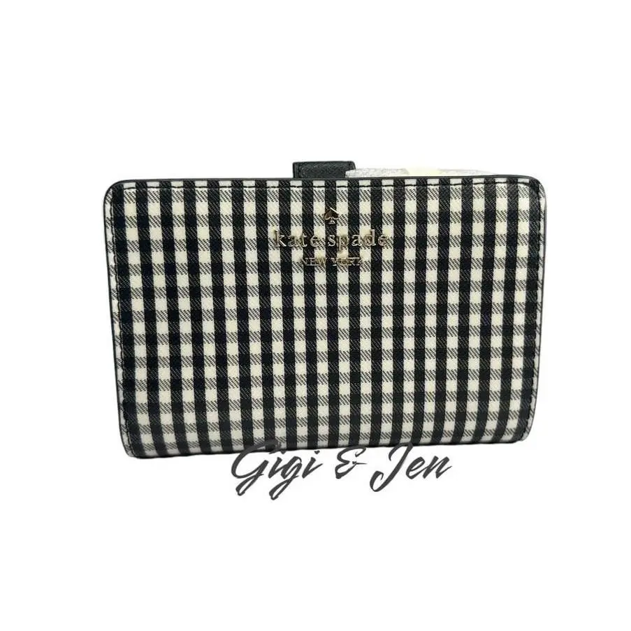 Madison Jazzy Gingham Printed Medium Compact Bifold Wallet by Kate Spade
