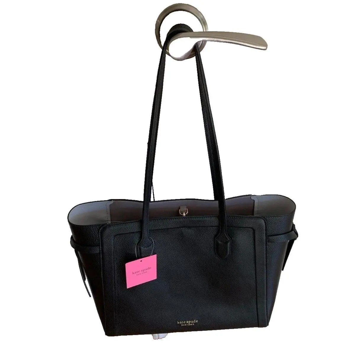 Knott Large Tote Pebbled Leather Black New by Kate Spade