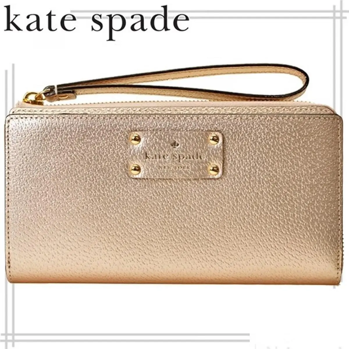 Kate Spade New York Wellesley Layton Leather Rosegold Wristlet Wallet WLRU1779