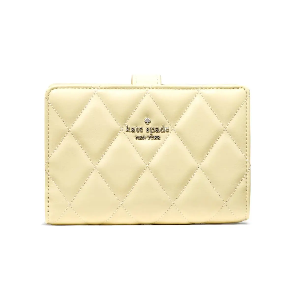 New  Quilted Medium Bifold Wallet Smooth Leather Lemon Fondant by Kate Spade