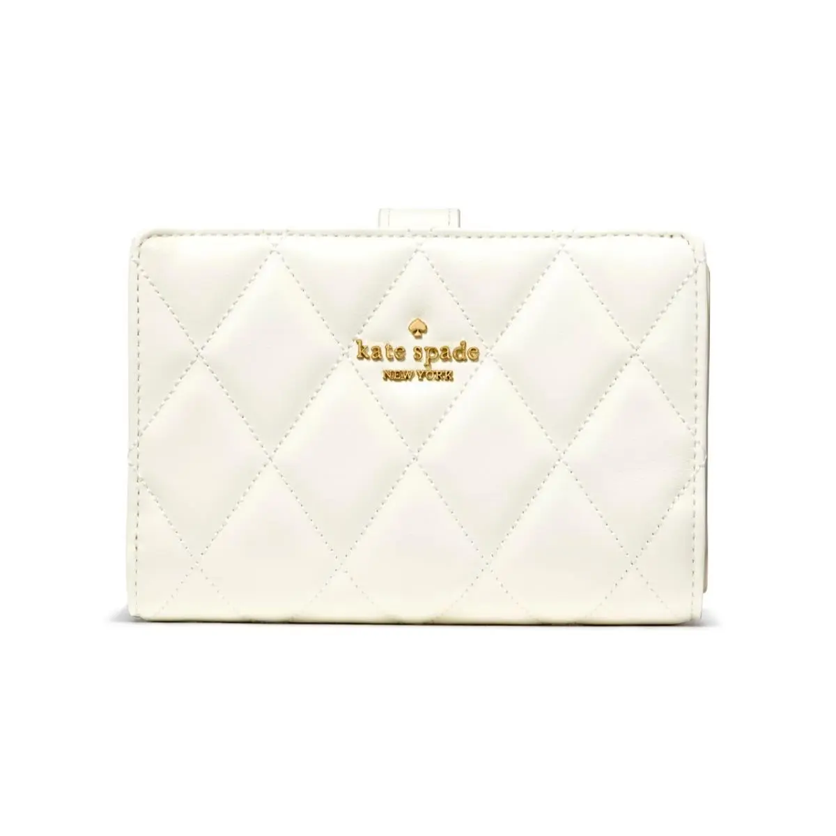 New  Quilted Medium Bifold Wallet Smooth Leather Meringue by Kate Spade