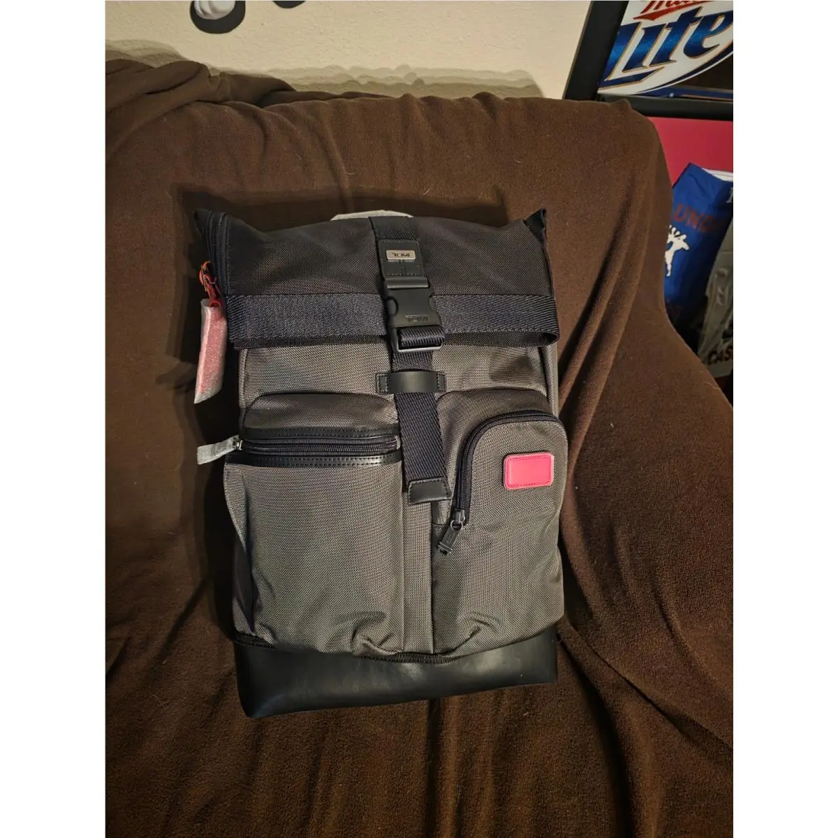 Tumi Cypress Roll Top 19 Ballistic Nylon Laptop Backpack Gray Black Fremont