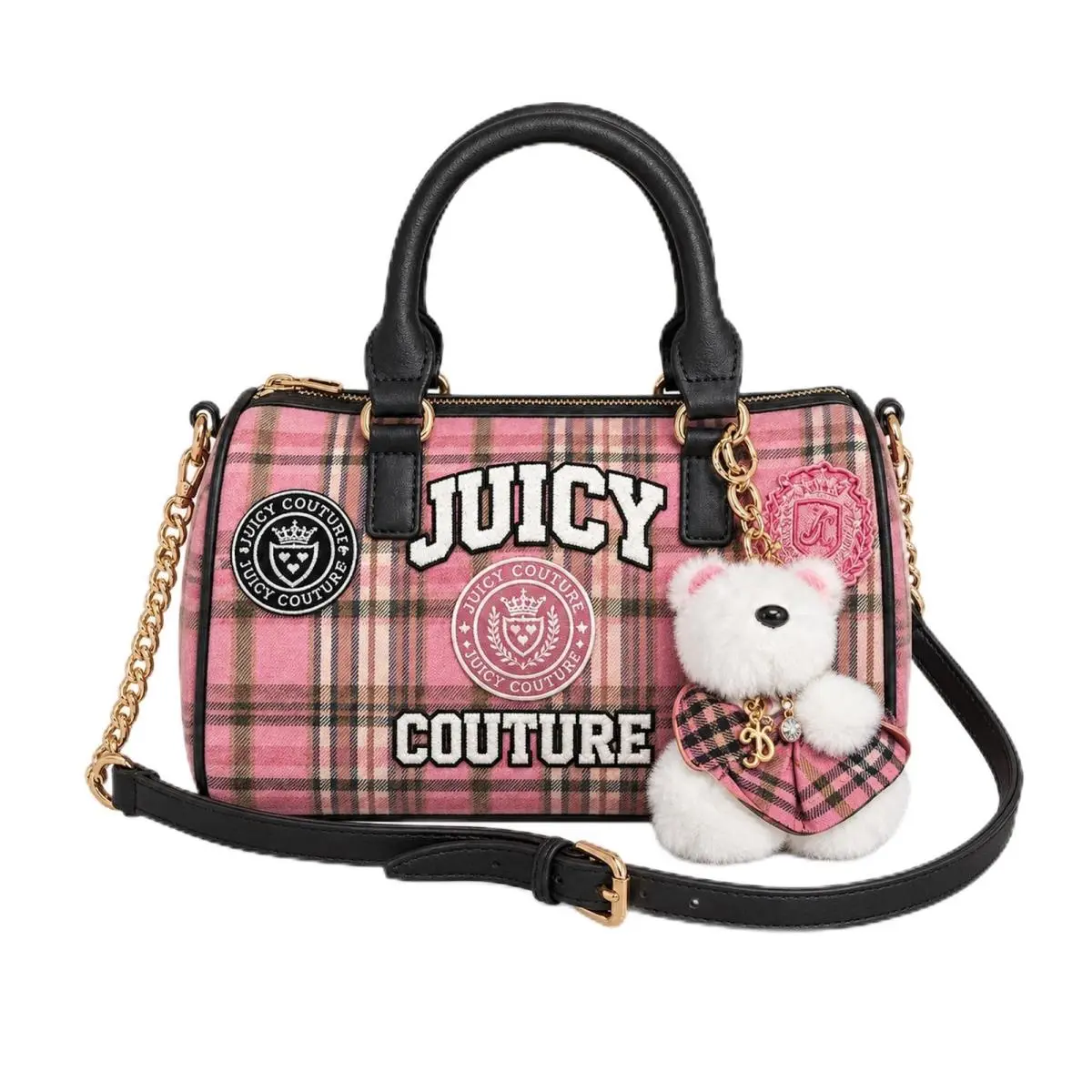 Juicy Varsity Satchel Handbag Blush Plaid by Juicy Couture