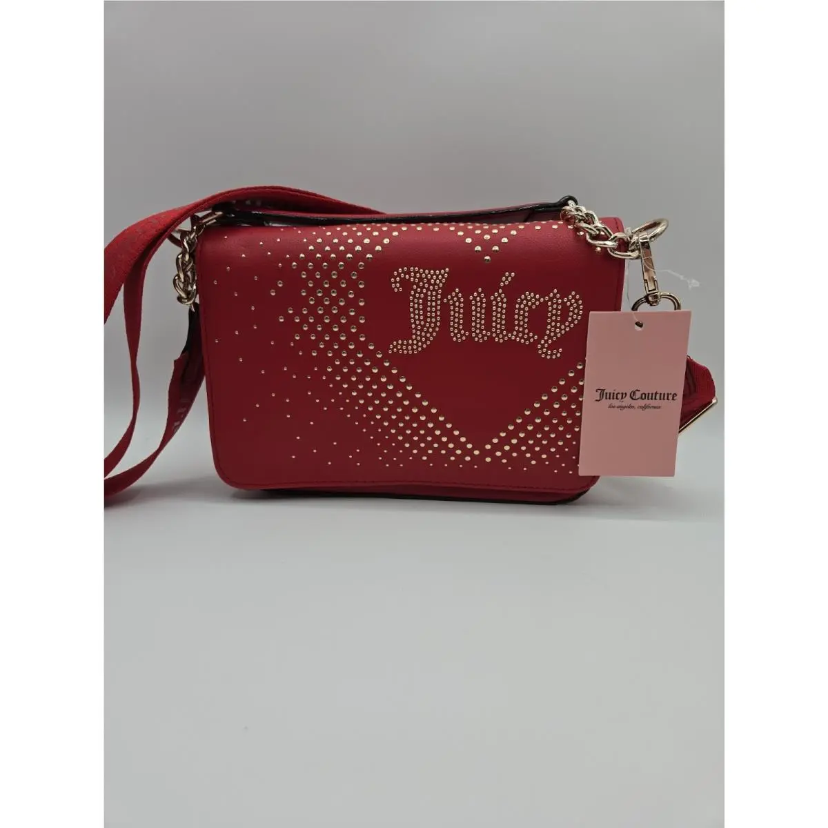 Flap Over Crossbody Bag Lovely Day Red Heart Goldtone Bling by Juicy Couture