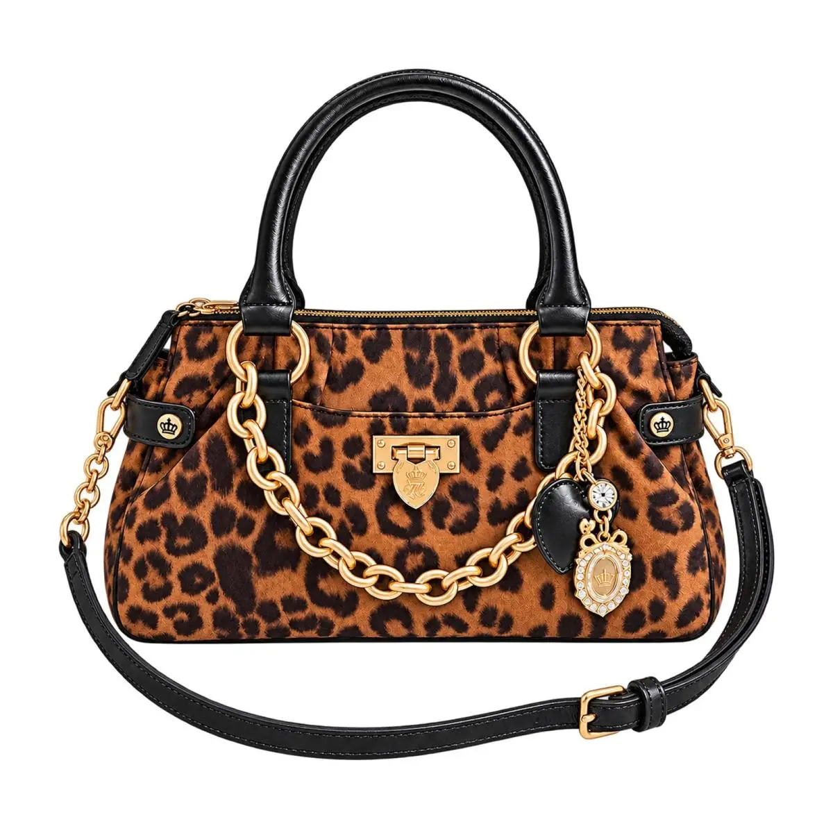 Fashionable Crossbody Top Handle Satchel Natural Leopard by Juicy Couture