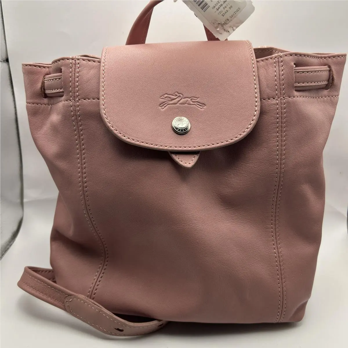 Le Pliage Lambskin Backpack Pink Leather by Longchamp