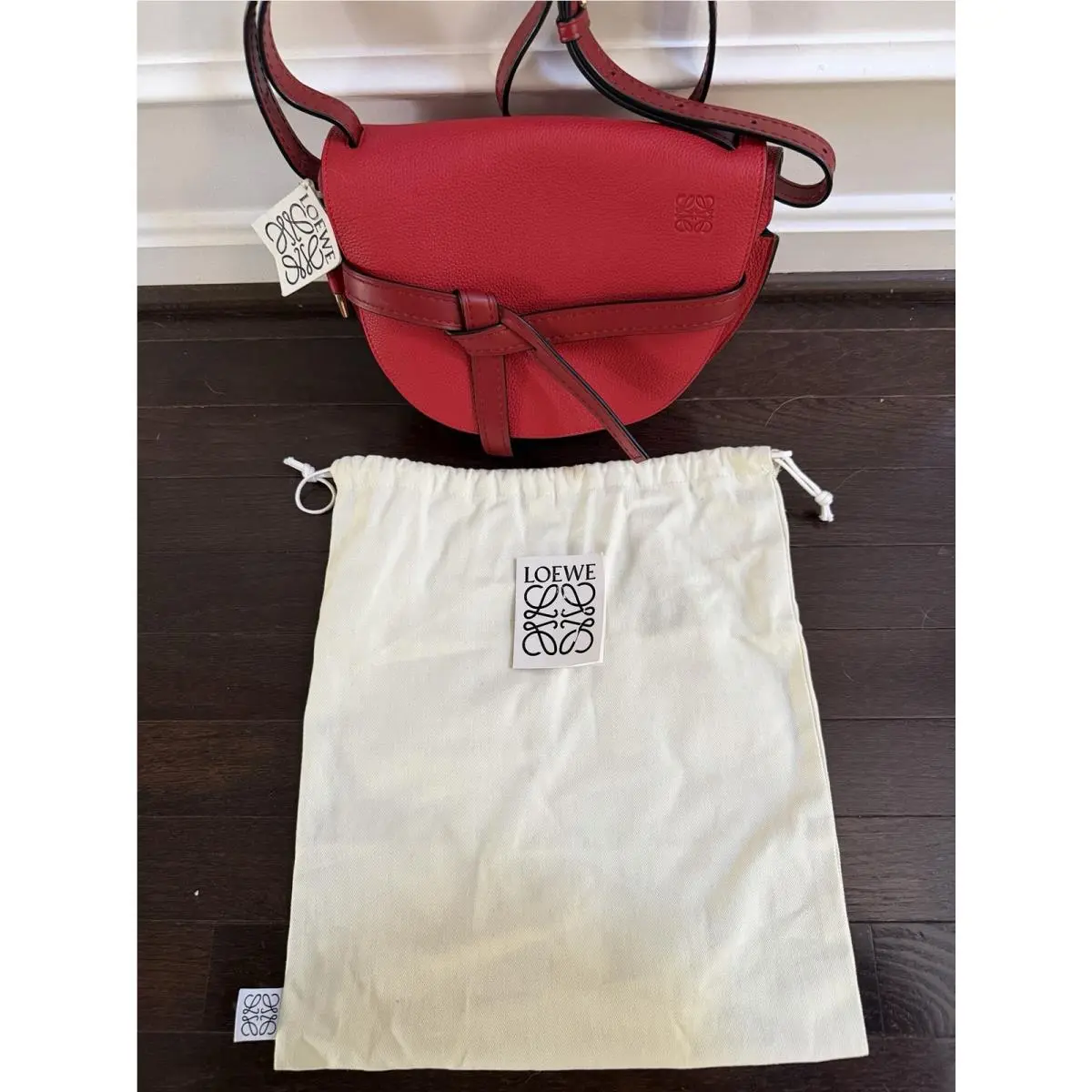 Loewe Small Gate Leather Saddle Bag Scarlet Red