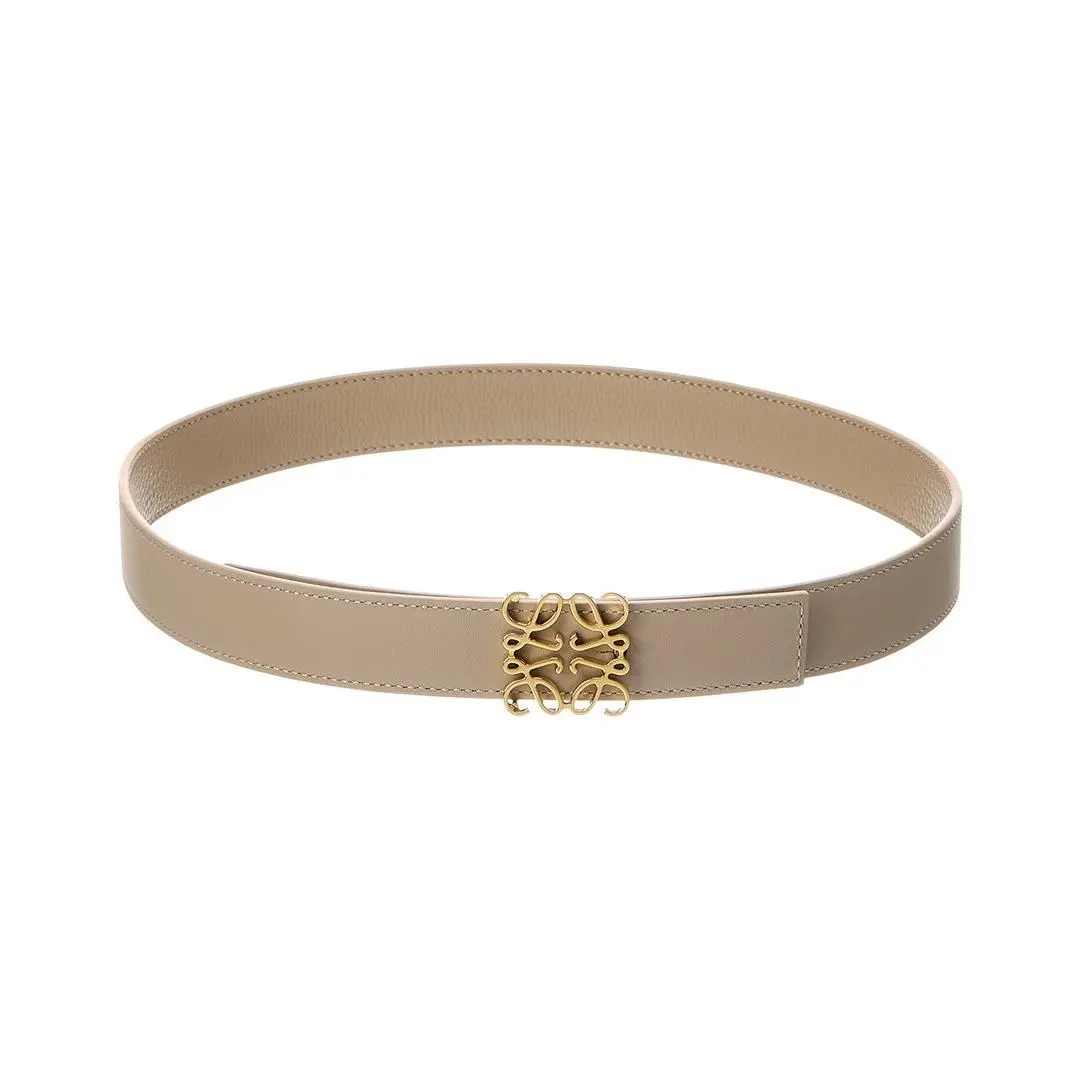 Dnu Inv  Reversible Anagram Leather Belt Women`s Beige 90 by Loewe