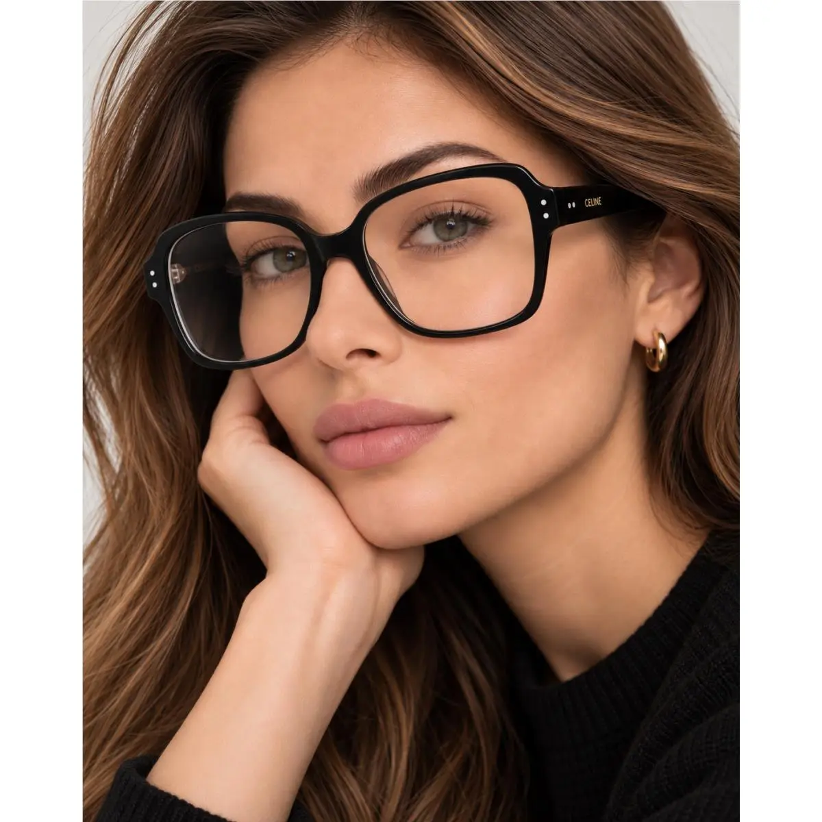 CL50148I 001 Eyeglasses For Women Shiny Black Frame by Celine