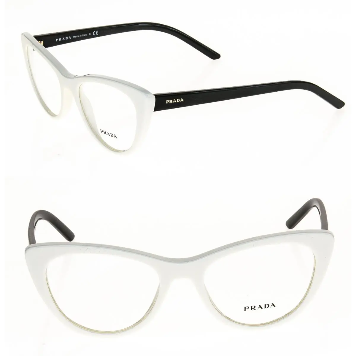 PR05XV Black White Color Block Retro Eyeglass Optical Frame 05X 51mm 05XV by Prada