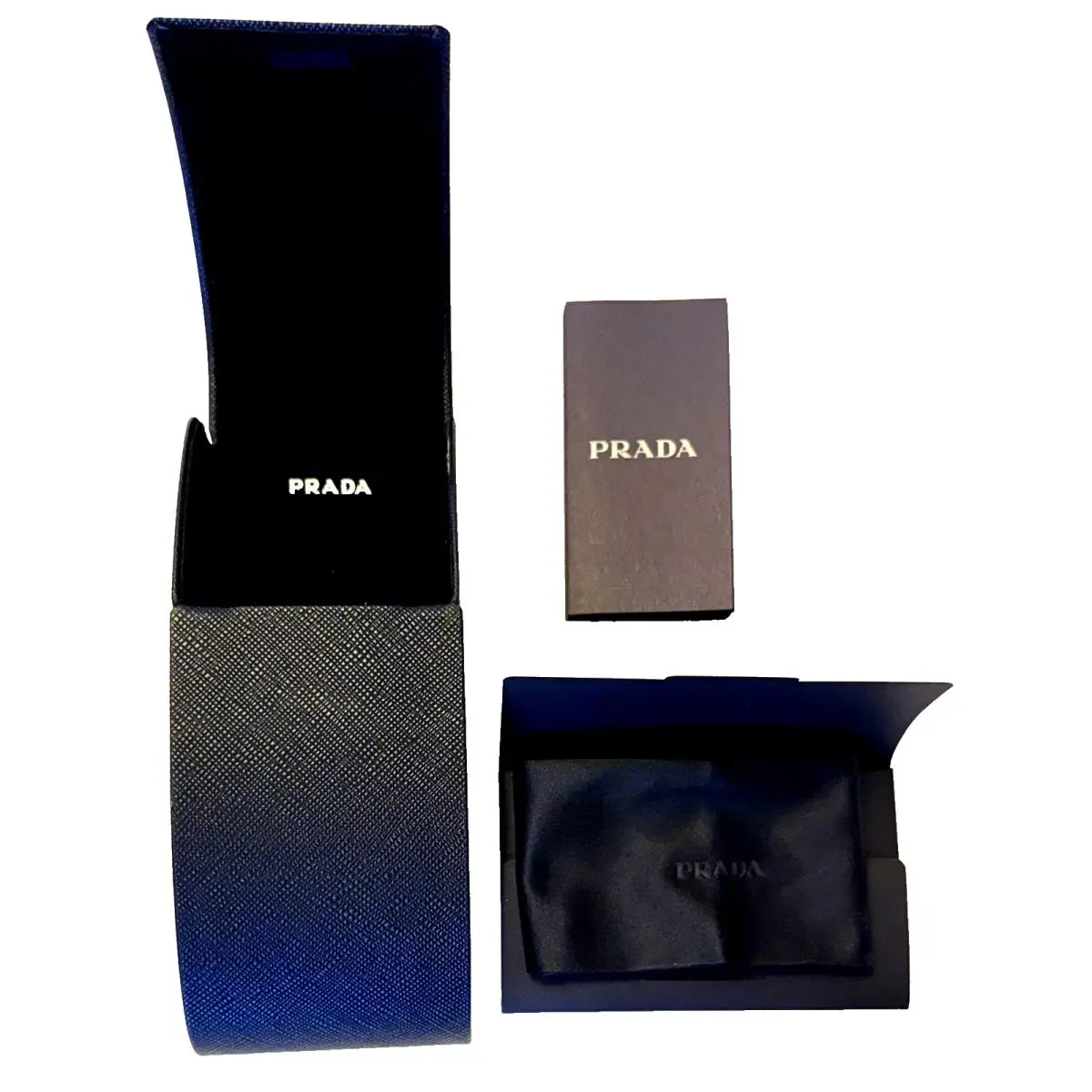Black Leather Hard Sunglasses Case Comes w/ Polishing Cloth by Prada