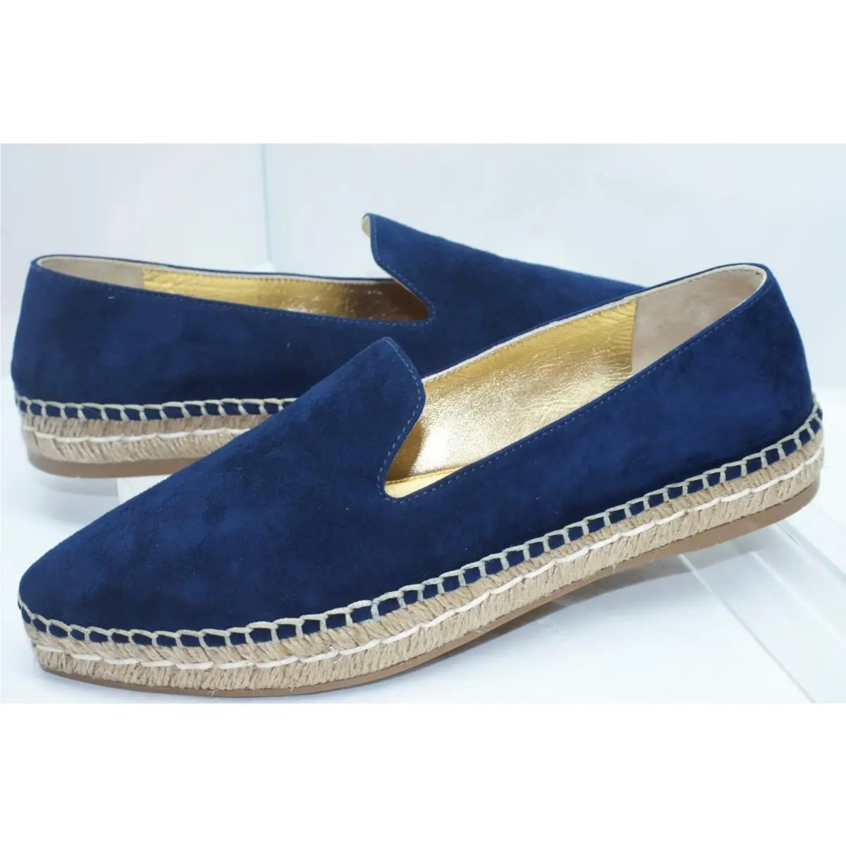 Prada Women`s Shoes Espadrilles Flats Size 39.5 Blue Calzature Suede