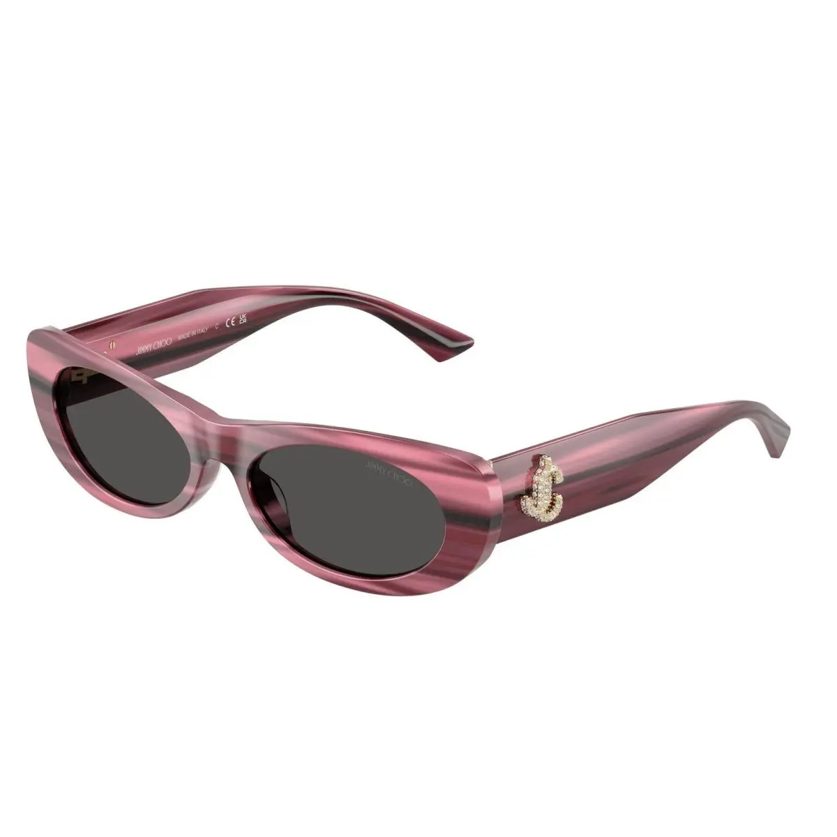 JC 5038 BU Striped Cranberry / Dark Grey 506487 Size 54 Sunglasses by Jimmy Choo