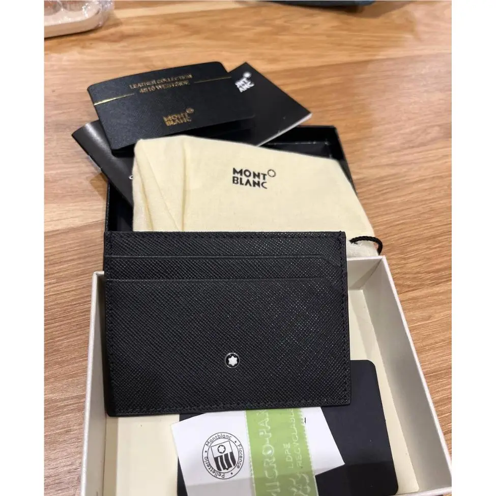 Montblanc Meisterstück Black Leather 5CC Card Case Slim Wallet Mens 2026