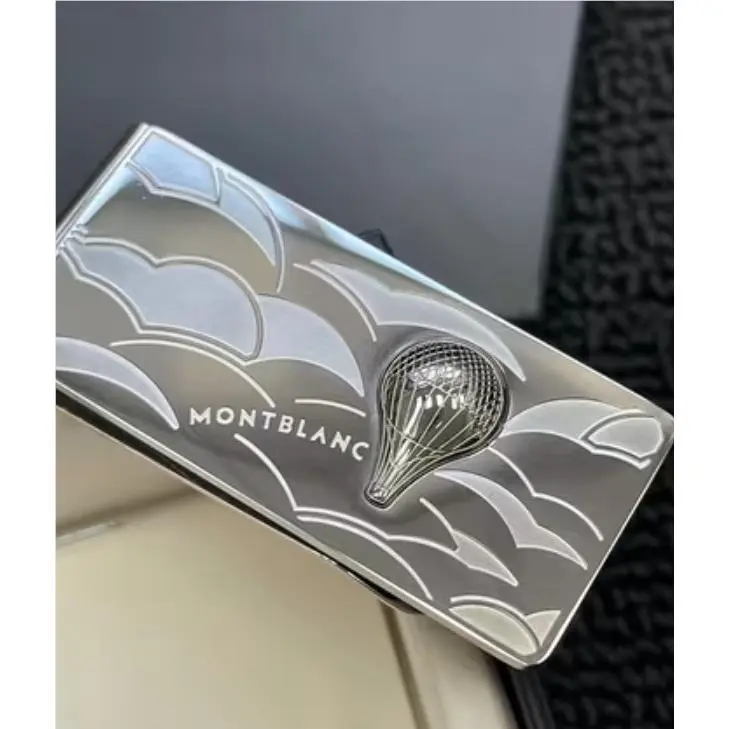 Montblanc Silver Metal Money Clip Cash Holder Wallet Geometric Design Gift