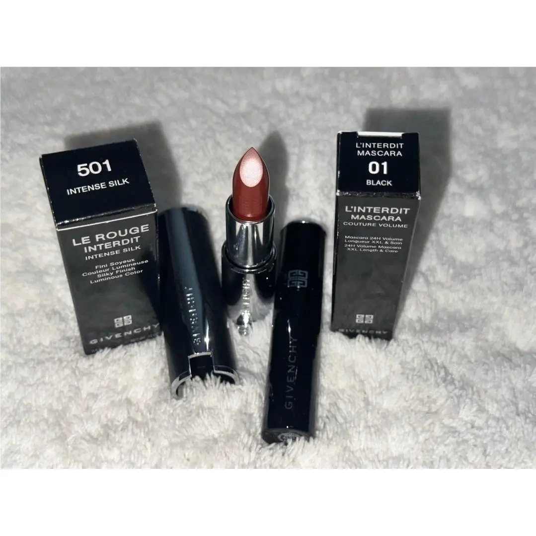 Le Rouge Interdit Intense Silk Lipstick 501 Full Sz 3.4g + Mini Mascara by Givenchy