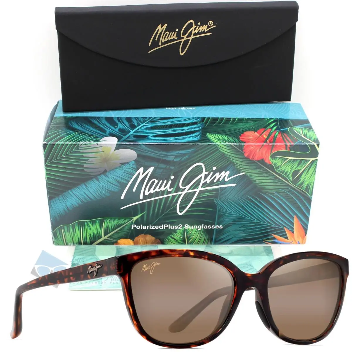Honi Polarized Womens Cat-eye Sunglasses Dark Havana MJ0758S-005 by Maui Jim