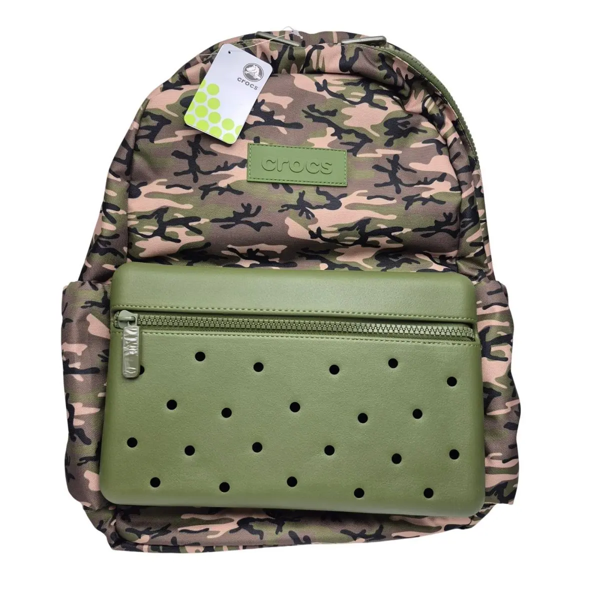 Camouflage Camo Nylon Backpack w/ Eva Front Pocket Green 214149-960 by Crocs