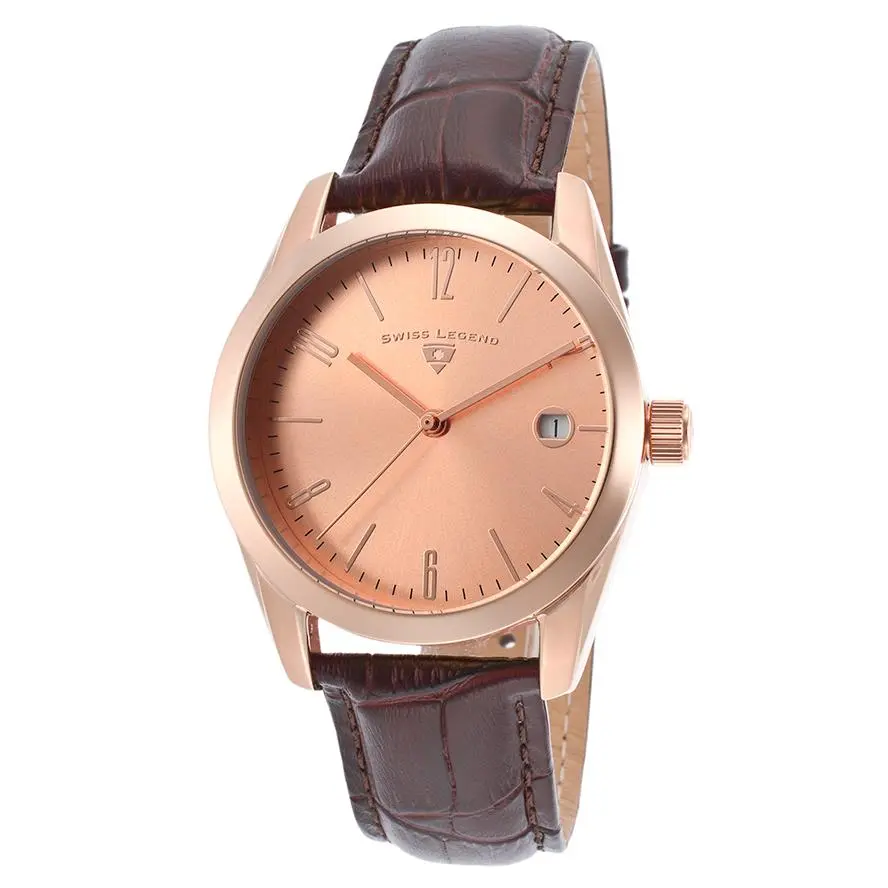Peninsula Brown Leather Rose Dial Watch 22038-RG-09-BRWS by Swiss Legend