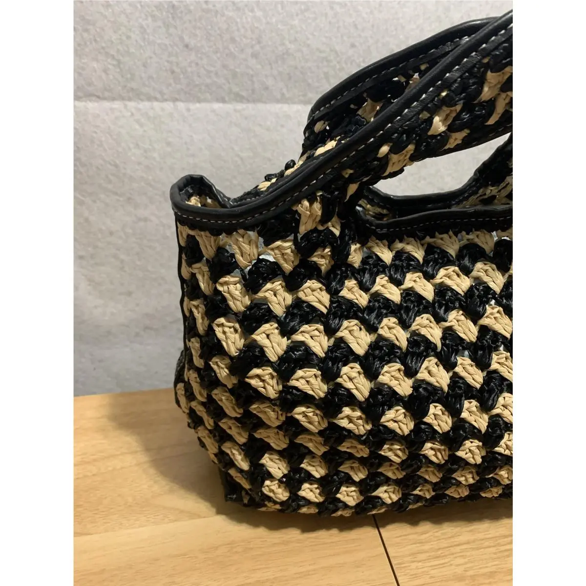 3.1  Black Buckwheat Crochet Raffia Mini Market Tote by Phillip Lim