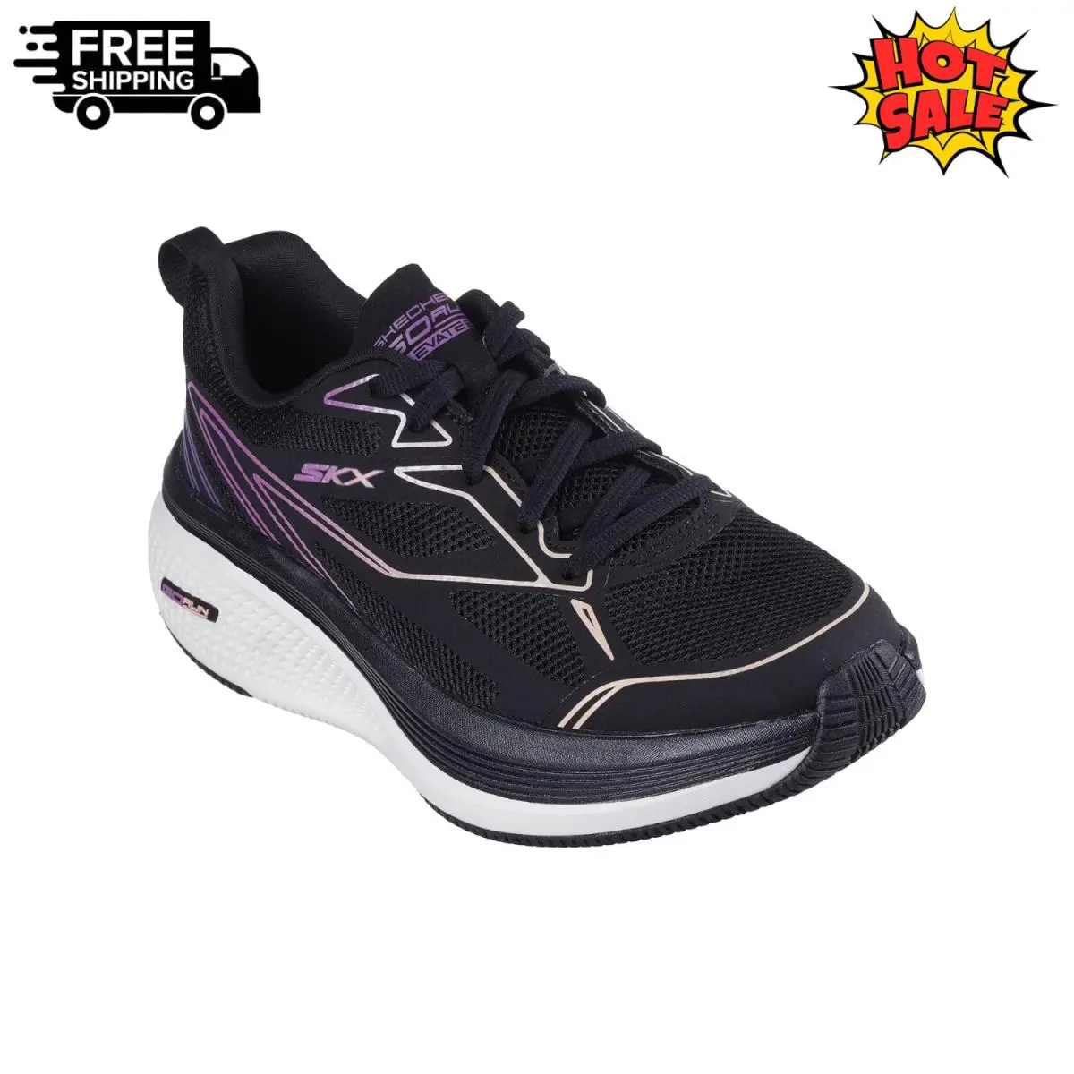 Skechers shoes - Black Synthetic/Purple Trim 3