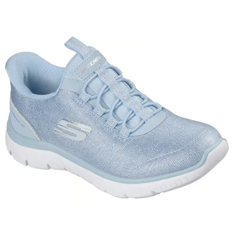 Girls Skechers Slip Ins Summits Sparkline Light Blue Mesh Shoes