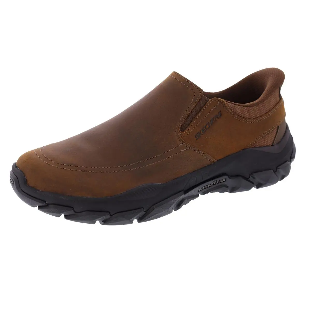 Men`s Relaxed Fit: Santoro- Brockridge 205401/CDB Slip ON Walking Shoes CRAZY HORSE / DARK BROWN by Skechers