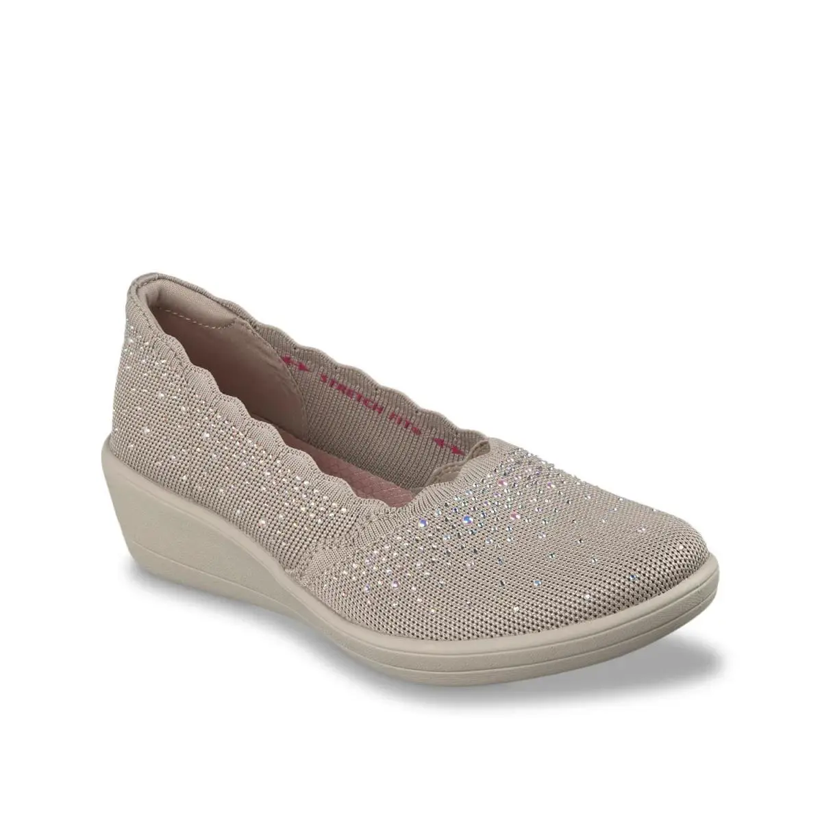 Women`s Casual Shoes Skechers Relaxed Fit Newport Wedge Shimmer Ease Wedge Slip