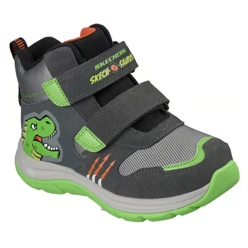 Boys  Waterproof Dynamic Trail Dino Scouts Charcoal Lime Canvas by Skechers