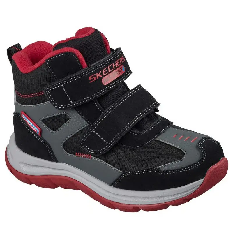 Boys Skechers Dynamic Trail Black Red Suede Boots