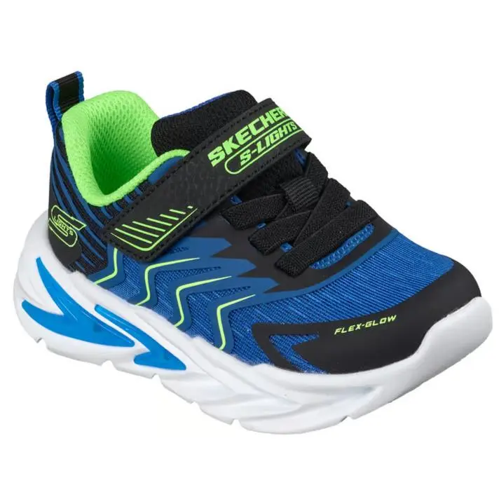 Boys  S Lights Flex Glow Ultra Prism Pacer Black Lime Mesh Shoes by Skechers