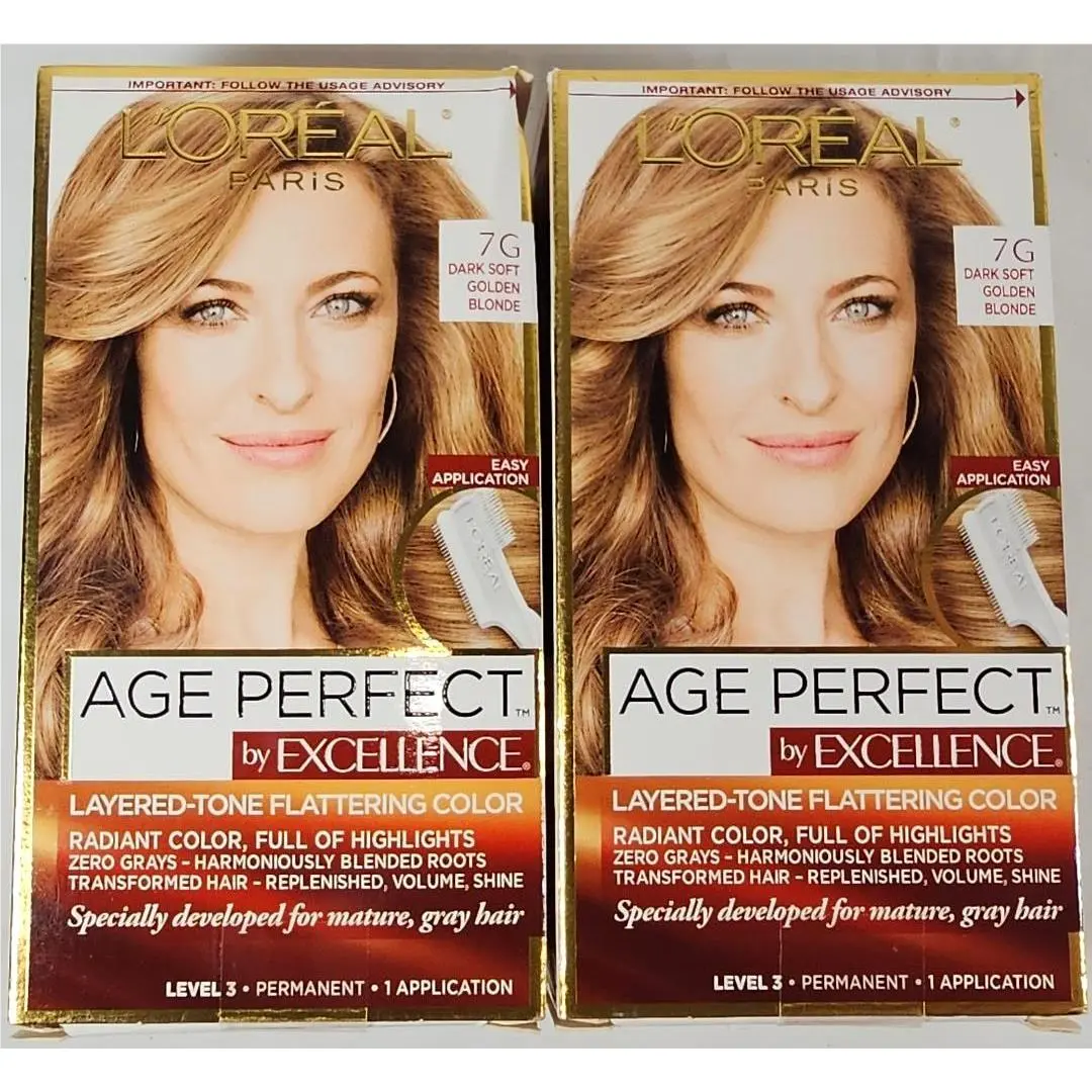 2 L`oreal Age Perfect by Excellence Hair Color 7G Dark Soft Golden Blonde by L'Oréal