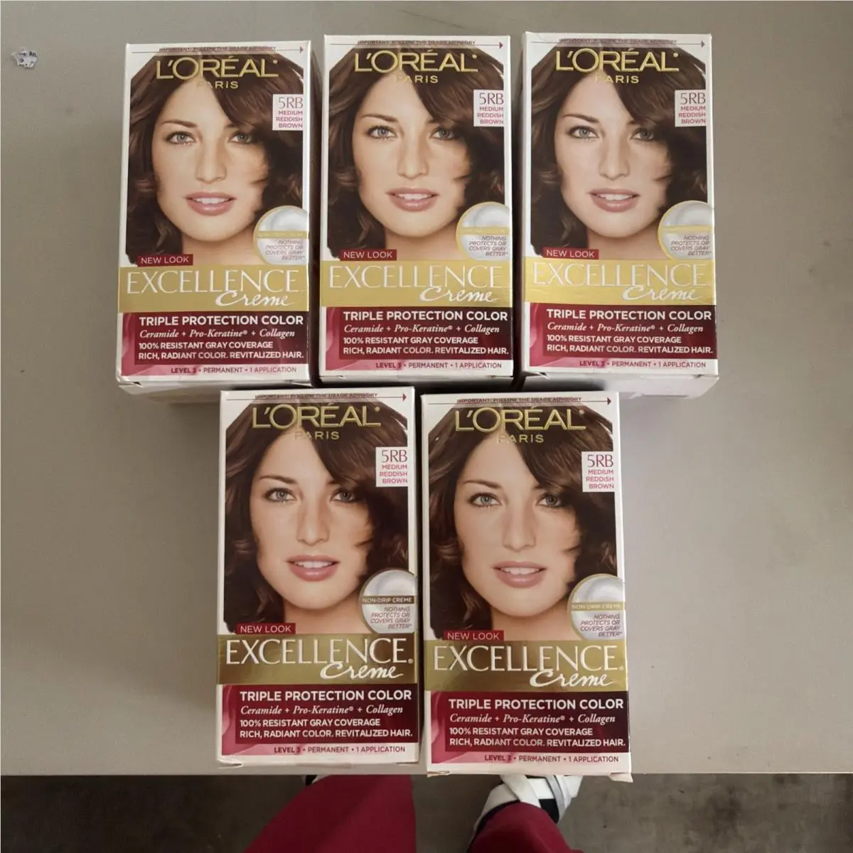 3x L`oreal Paris Excellence Creme Permanent Hair Color 5RB Medium Reddish Brown by L'Oréal