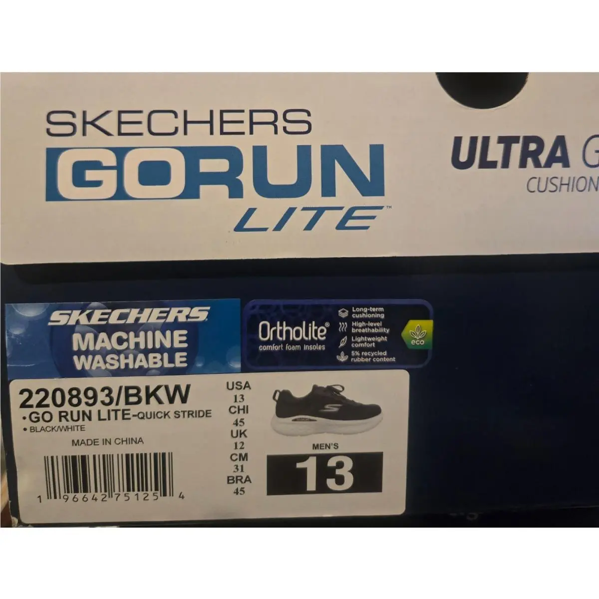Skechers shoes - Skechers Go Run Lite-Quick Stride - 220893/BKW - Black/White (UPC: 196642751254) 11