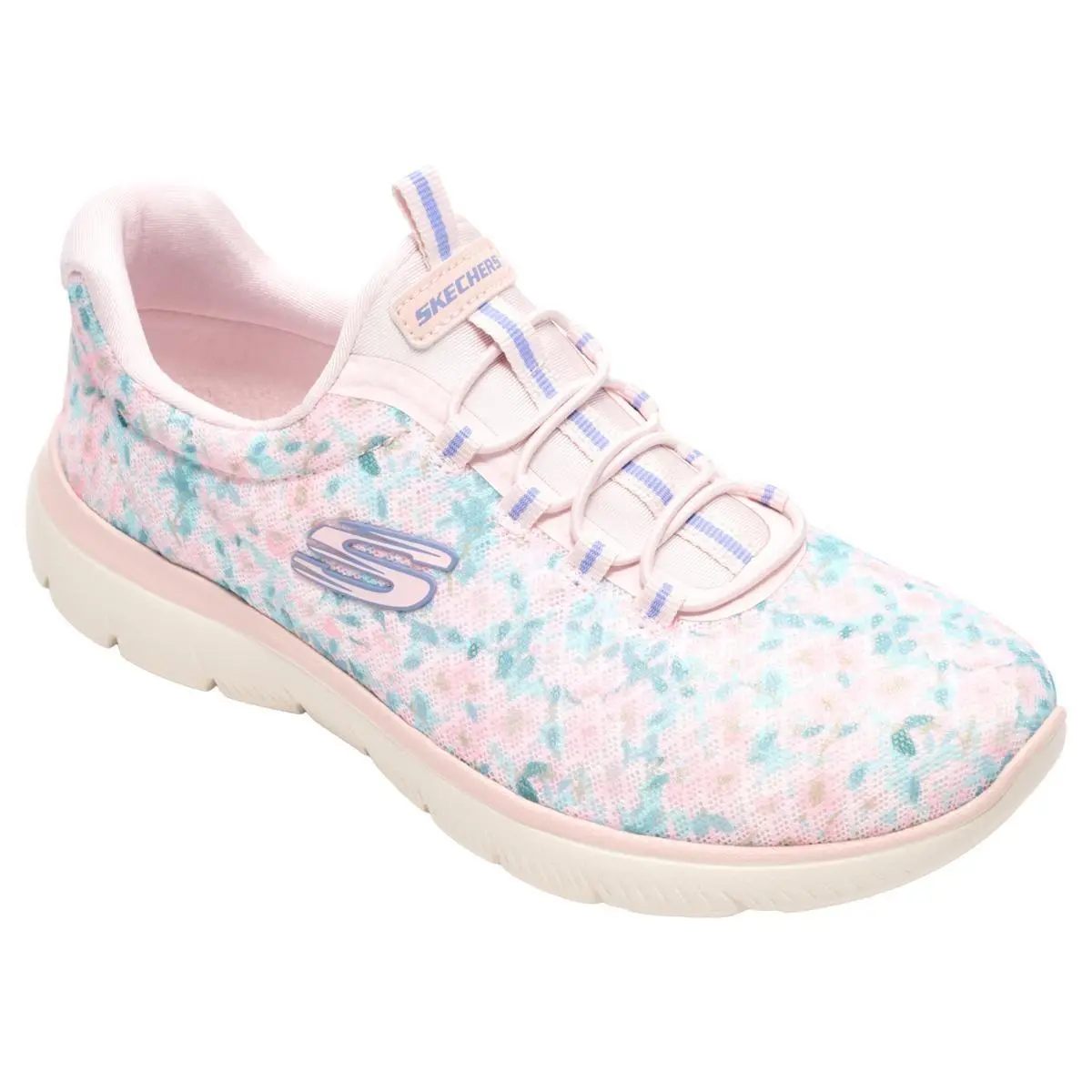 Women Summits Washable Bungee Sneakers Wildflower - Natural Size 9.5 by Skechers
