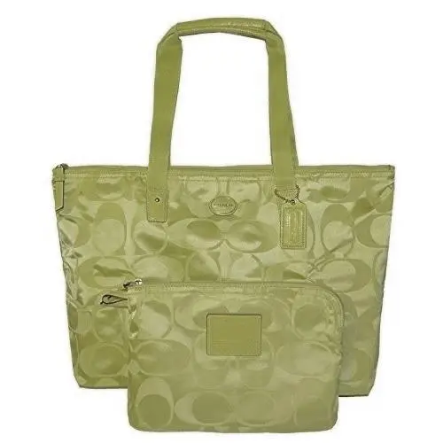 Getaway Signature Nylon Packable Weekender 2-Tote Bags Olive Green by Coach