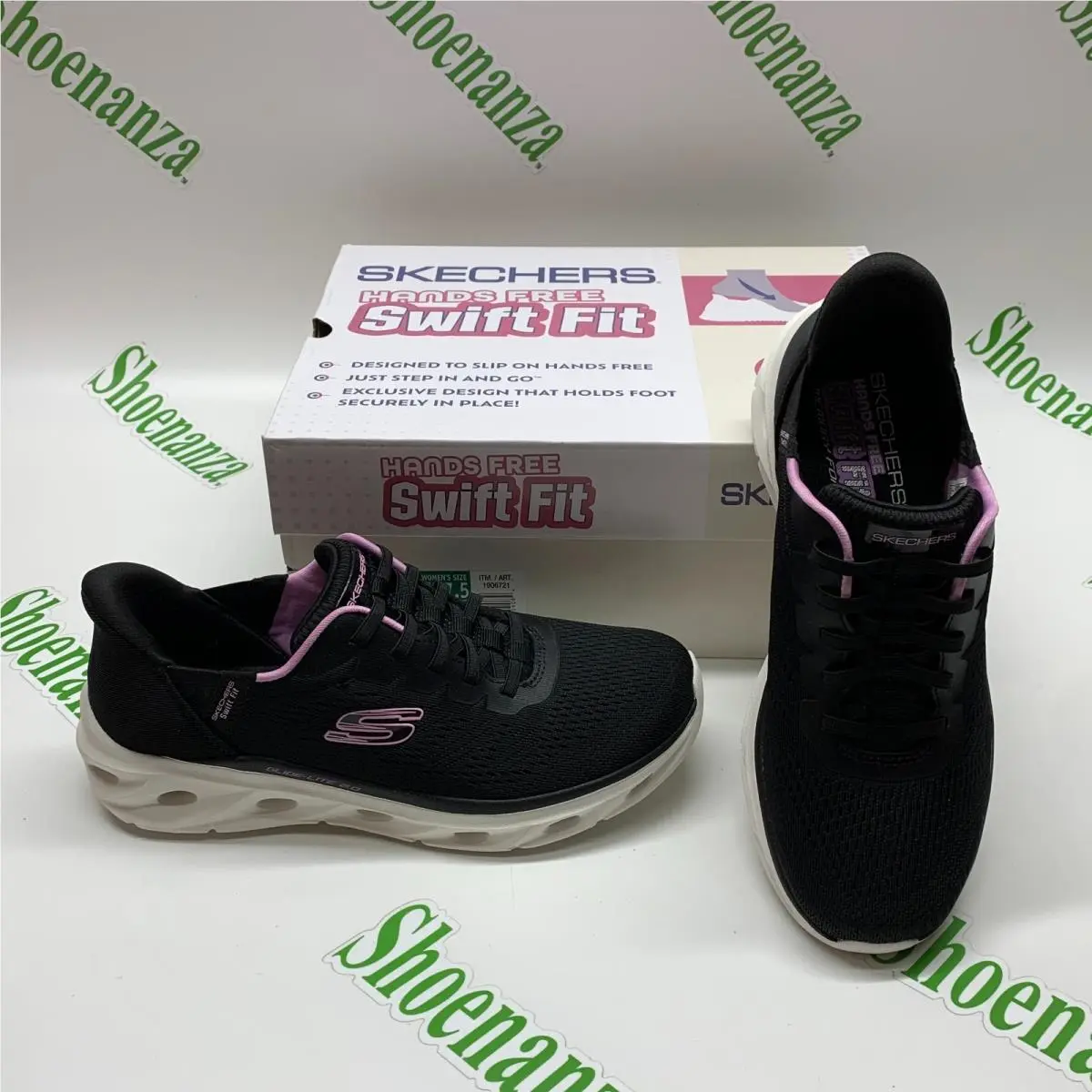 Skechers Swift Fit 179341 Black Pink Hands Free Slip On Sneakers Shoes Women 7.5
